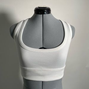 White Rib Sports Bra